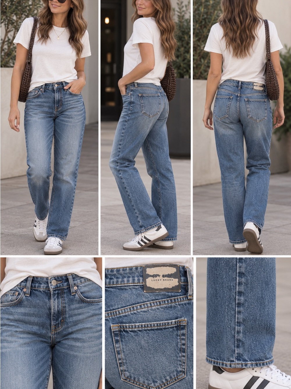Lucky 🍀 Brand Women's Straight Leg Mid-Rise Boy Jean in Medium Blue Wash 6/28
